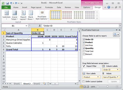 remove total row in pivot table.